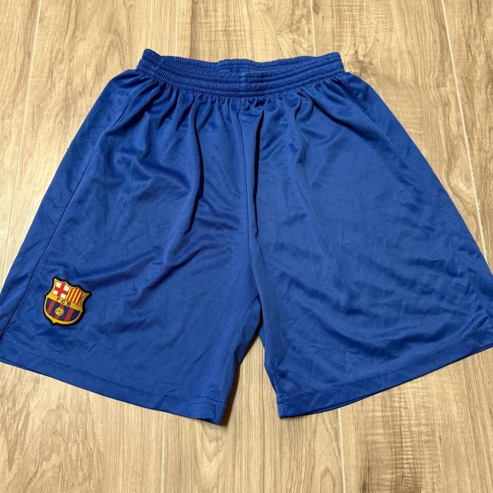 FC Barcelona Soccer Shorts Blue Boys Size Large Great Condition